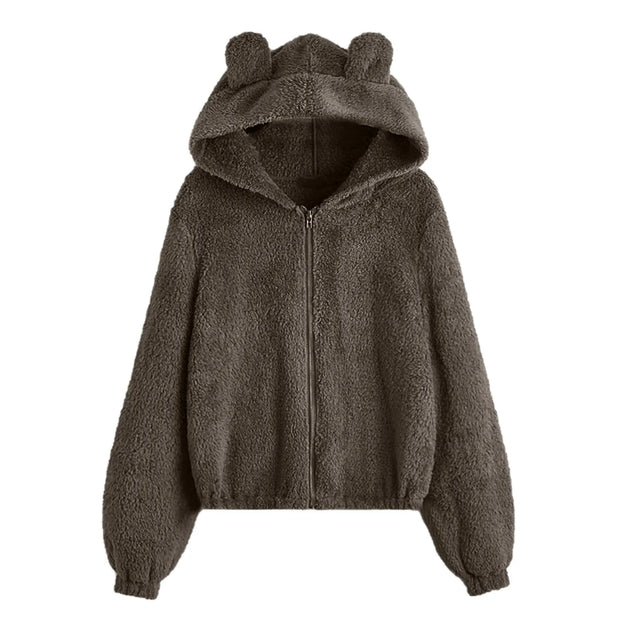 Kawaii Hoodies Women Harajuku Hoodie Sweatshirts Oversize Itself Hoody Bear Ears Warm Plush Hoodie Pink Clothes Sudaderas Худи