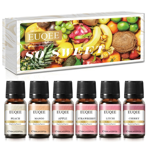 EUQEE 6pcs/set Fragrance Oil Gift Kit For Diffuser Coffee Bakery Harvest Spice Pumpkin Pie Forest Pine Sweet Fruit Aroma Oils