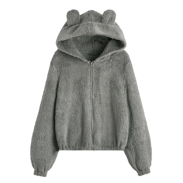 Kawaii Hoodies Women Harajuku Hoodie Sweatshirts Oversize Itself Hoody Bear Ears Warm Plush Hoodie Pink Clothes Sudaderas Худи