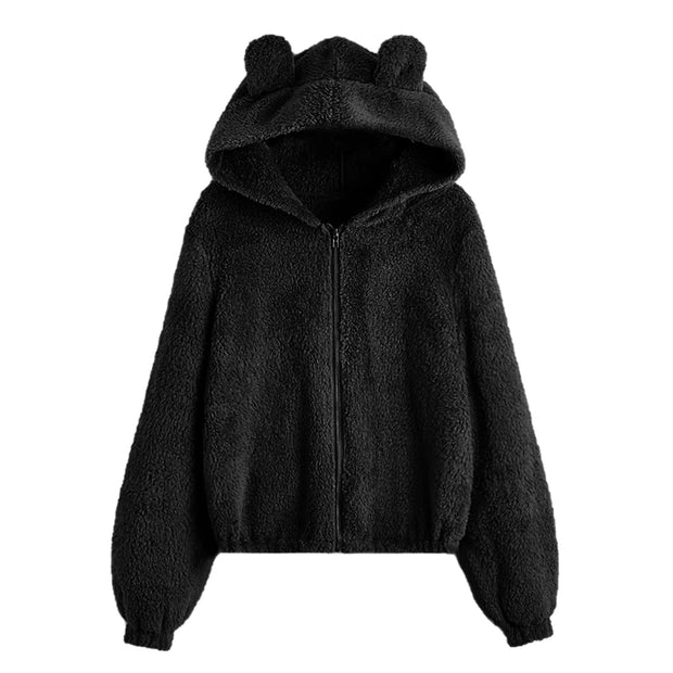 Kawaii Hoodies Women Harajuku Hoodie Sweatshirts Oversize Itself Hoody Bear Ears Warm Plush Hoodie Pink Clothes Sudaderas Худи