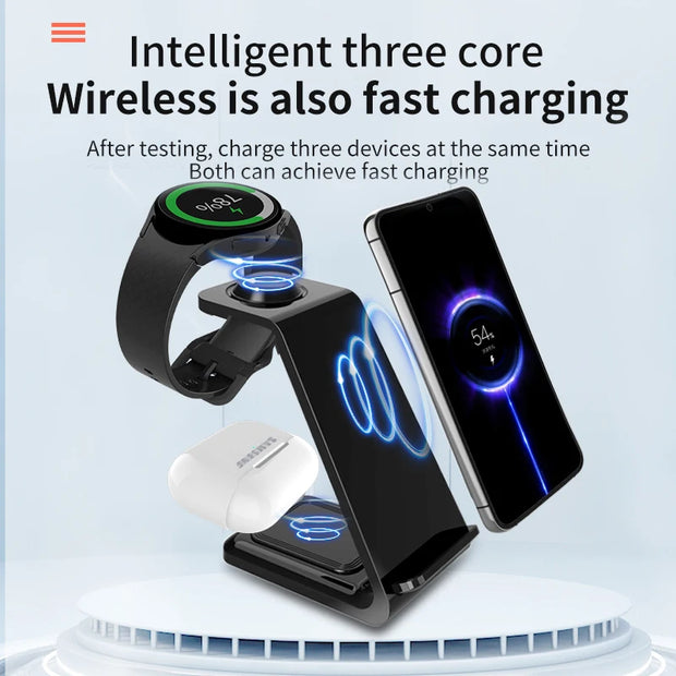 30W Wireless Travel Charger 3 in 1 For Samsung Galaxy S23 S22 Ultra Watch 6/5/4 Active 1 2 Buds 2 Pro/Pro Fast Charging Station