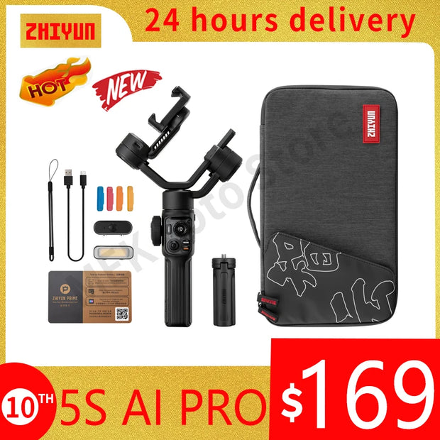 ZHIYUN Official Smooth 5S AI PRO COMBO Handheld Stabilizer 3-Axis Outdoor Phone Smartphone Gimbals for iPhone 15 Pro Max Xiaomi