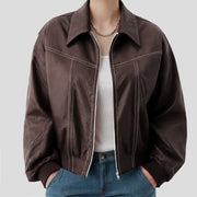 Women'S Faux Leather Motorcycle Jacket Oversized Zip Up Winter Coat Outerwear Fall Fashion Clothes Warm Casual Jackets For Women