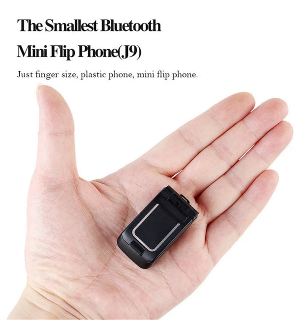 J9 Smallest Clamshell Phone 0.66" Wireless Bluetooth Dialer Magic Voice Handsfree Earphone Small Mini Flip Mobile Phone