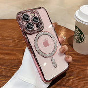 Luxury Crystal Diamond Clear Case For iPhone 15 11 12 13 14 Pro Max Plus Bling Sparkly Magsafe Magnetic Wireless Charging Cover
