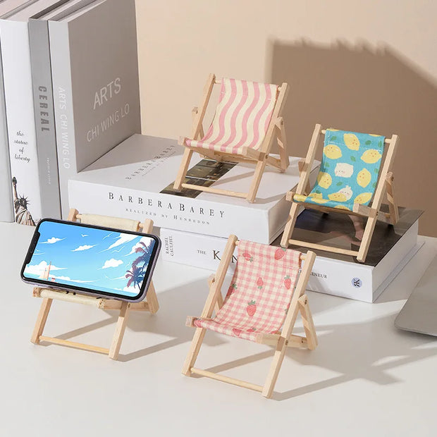 Beach Chair Design Cute Portable Desktop Solid Wood Cell Phone Racks Desk Stand Holder for Mobile Phone Tablet Home Accessories