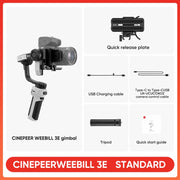 ZHIYUN Official CINEPEER WEEBILL 3E Camera Stabilizer Handheld Gimbal 3-Axis Cameras Gimbals for DSLR Mirrorless Cameras