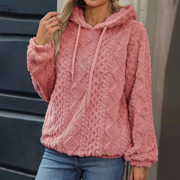 Fleece Pullover Women Trendy Ribbed Knit Hoodies Sweatshirt Fuzzy Warm Fashion Casual Pullover Women Clothing Oversized Clothes