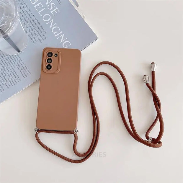 Crossbody Lanyard Silicone Case For Samsung Galaxy S22 S21 S20 Fe S23 Plus Ultra 5g S20fe Strap Cord Cover S 22 21 20 23 S21fe