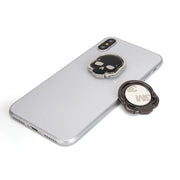 Phone Stand Universal Metal Skull Tablet Mobile Phone Ring Bracket for (Silver Black)