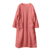 Women‘S New Items Nightgowns Home Clothes Plus Size Warm Insulated Homewear Plush Threaded Long Knee Length Winter Nightgown