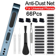 66PCS Mobile Phone Speaker Charging Port Cleaning Set Dust Plug for iPhone 15 14 13 Samsung Xiaomi Earphones Cleaner Kit Brush