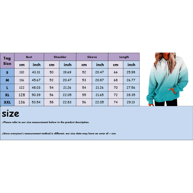 Oversized Hoodies Women Gradient Color Loose Fit Sports Sweatshirt Female Warm Plush Drawstring Hooded Pullovers Winter Clothes