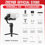 ZHIYUN Official WEEBILL 3S Handheld Camera Stabilizer 3-Axis Gimbal Bluetooth Shutter Gimbals for DSLR Mirrorless Cameras