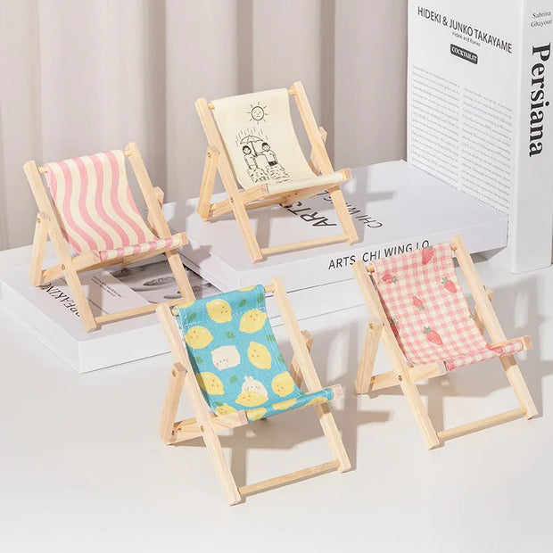 Beach Chair Design Cute Portable Desktop Solid Wood Cell Phone Racks Desk Stand Holder for Mobile Phone Tablet Home Accessories