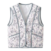 Loose Cotton Clothes Vest Women Sleeveless Floral Print Vest Womens Single Breasted Coat Warm Sleeveless Top Versatile Jackets