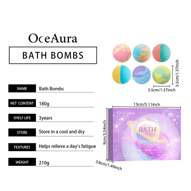 OceAura Bath Bombs Bubble Salt Bath Ball Fragrance Moisturize Nourish Skin Floral Fragrance Lasting Plant Clean Bath Ball 6pcs