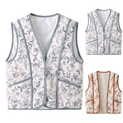 Loose Cotton Clothes Vest Women Sleeveless Floral Print Vest Womens Single Breasted Coat Warm Sleeveless Top Versatile Jackets