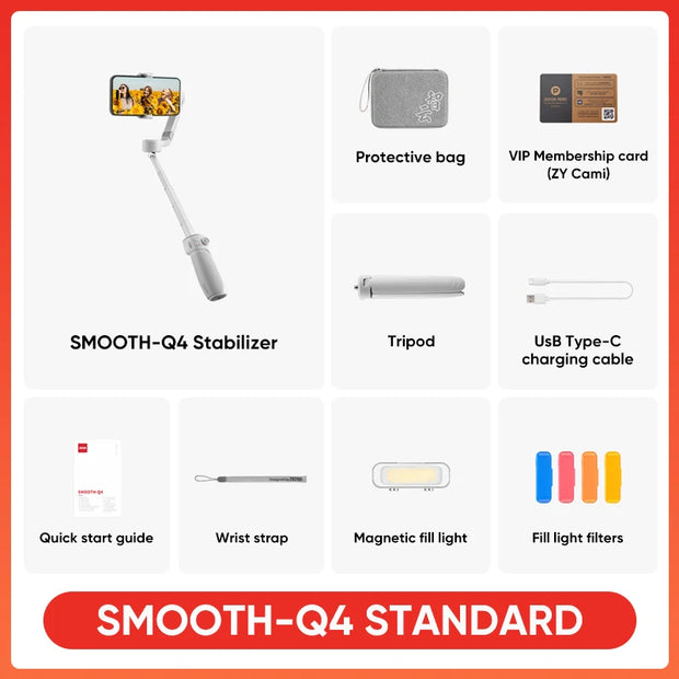 ZHIYUN Official Smooth Q4 Smartphone Gimbal 3-Axis Handheld Stabilizer Phone Gimbals for iPhone 15 pro max/HUAWEI/Samsung/Xiaomi