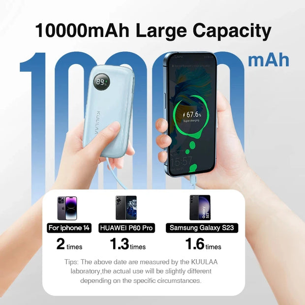 KUULAA Power Bank 10000mAh 22.5W PD Portable Charger for iPhone 15/14/13/12 Pro Max & Samsung/Xiaomi External Battery PowerBank