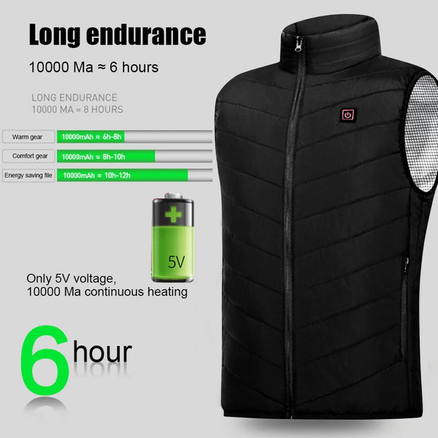 New 9 Heated Vest Jacket Fashion Men Women Coat Clothes Intelligent Electric Heating Thermal Warm Clothes Winter Heated Hunt