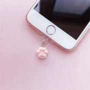 Cute Pink Cat Claw Phone Charm, Kawaii Pink Dog Claw Dust Plug, Mobile Earphone Rubber Jack Dust Plug, iPhone/Android/Type C