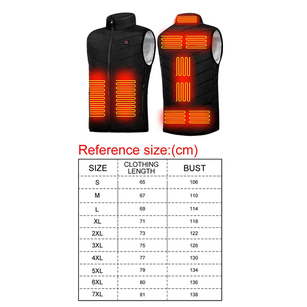 New 9 Heated Vest Jacket Fashion Men Women Coat Clothes Intelligent Electric Heating Thermal Warm Clothes Winter Heated Hunt