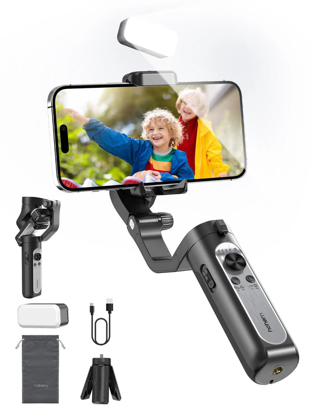 Hohem iSteady XE Kit Smartphone Gimbal 3-Axis Handheld Stabilizer Phone Selfie Stick Tripod with Magnetic Fill Light Video Shoot