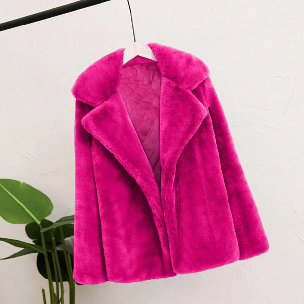 Women'S Jacket Plush Faux Fox Fur Coat Winter Thicken Warm Overcoat Outercoat Fashion Fluffy Cardigan Female 2024 Winter Clothes