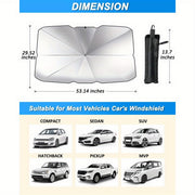 Stainless Steel Premium Car Windshield Sunshade - Portable, Foldable, and Adjustable Design for Maximum Sun Protection - Easy to Install and Store