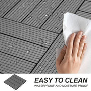 Wood Plastic Composite Deck Tiles Set of 20pcs, Composite Decking Resist Rust, Water, Weather, Indoor&Outdoor, Easy to DIY & Maintain, Ideal for Patios, Balconies, Rooftops, Decks, 12x12in