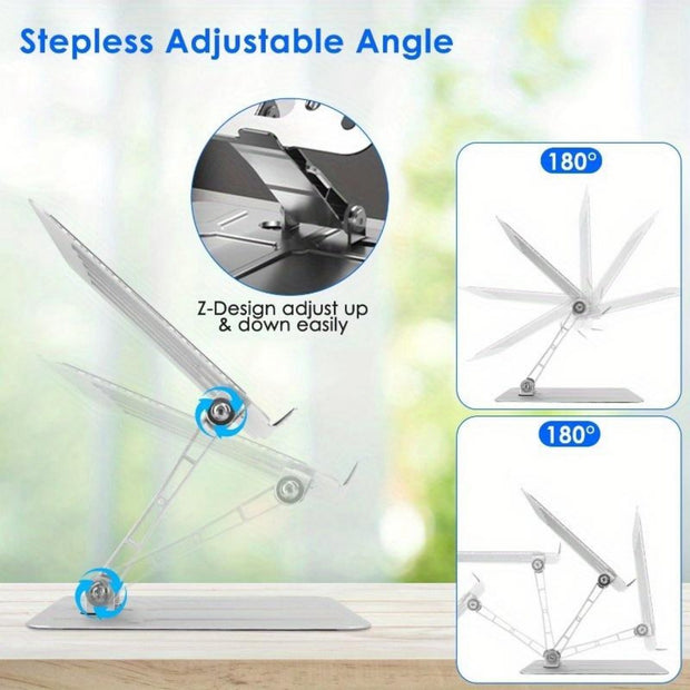 Laptop Stand Riser Stepless Angle Adjustable Ergonomic Notebook Holder Heat Dissipation Notebook Elevator for Laptop Tablet Drawing Board up to 15.6inch