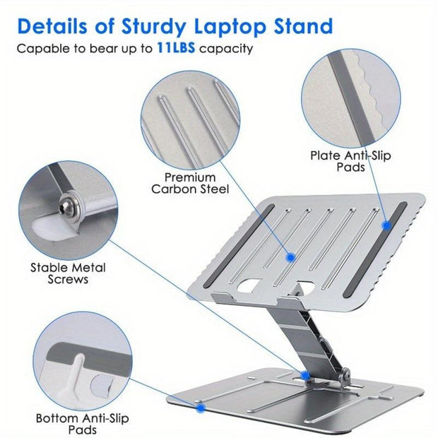 Laptop Stand Riser Stepless Angle Adjustable Ergonomic Notebook Holder Heat Dissipation Notebook Elevator for Laptop Tablet Drawing Board up to 15.6inch