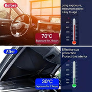 Stainless Steel Premium Car Windshield Sunshade - Portable, Foldable, and Adjustable Design for Maximum Sun Protection - Easy to Install and Store