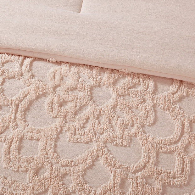 3-Piece Tufted Cotton Chenille Medallion Comforter Set