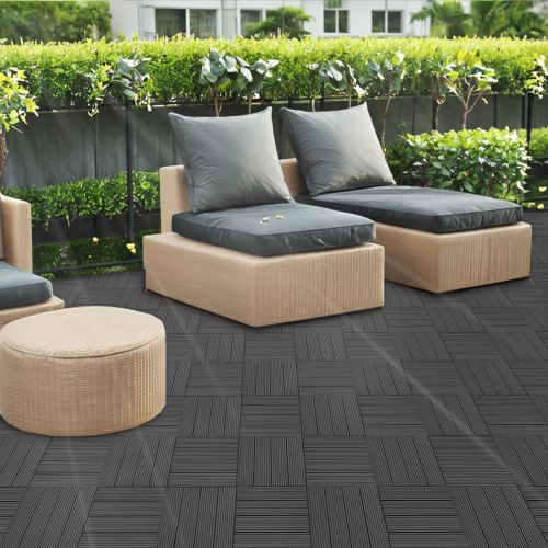 Wood Plastic Composite Deck Tiles Set of 20pcs, Composite Decking Resist Rust, Water, Weather, Indoor&Outdoor, Easy to DIY & Maintain, Ideal for Patios, Balconies, Rooftops, Decks, 12x12in