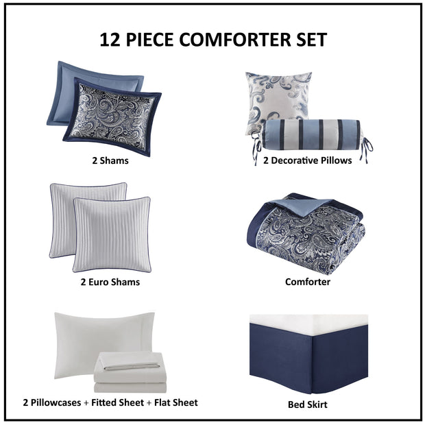 12 Piece Comforter Set with Cotton Bed Sheets