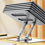 Desktop stand, universal 360 degree dual axis rotating stand for laptops and tablets, heat dissipation, lightweight folding, easy to carry, aluminum alloy stand prohibited for sale on Amazon