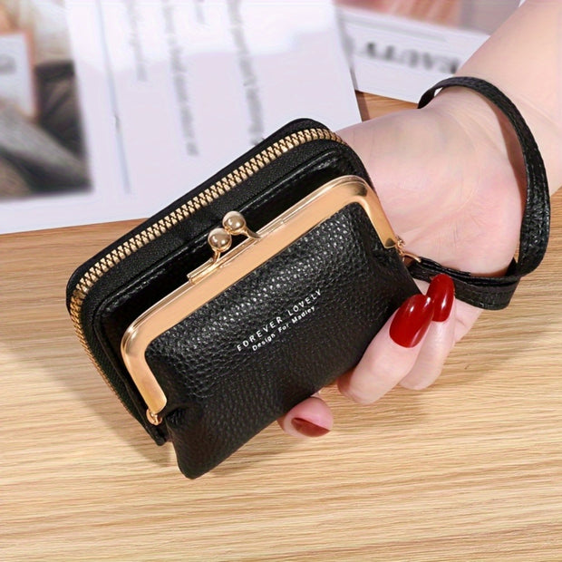 Cute change purse with coin purse card holder for women teen girls,with zipper clasp,