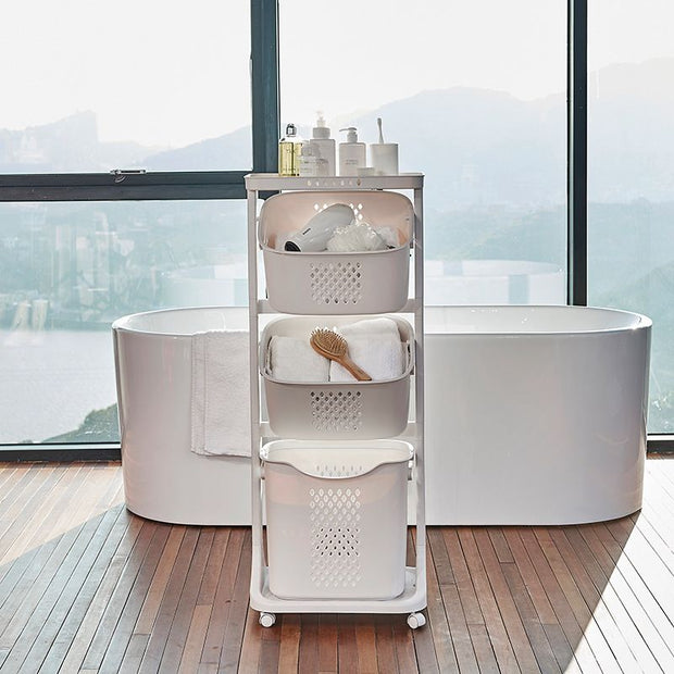 Multi-functional Organizing Shelving Bathroom Sorting Dirty Laundry Basket Plastic Large Mobile Storage Basket