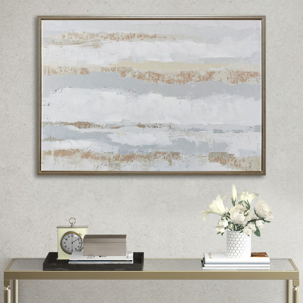 Gold Foil and Hand Embellished Abstract Framed Canvas Wall Art