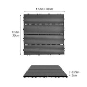 Wood Plastic Composite Deck Tiles Set of 20pcs, Composite Decking Resist Rust, Water, Weather, Indoor&Outdoor, Easy to DIY & Maintain, Ideal for Patios, Balconies, Rooftops, Decks, 12x12in