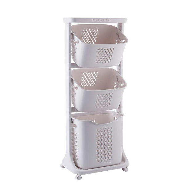 Multi-functional Organizing Shelving Bathroom Sorting Dirty Laundry Basket Plastic Large Mobile Storage Basket