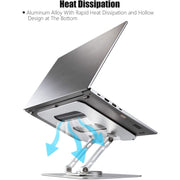 Desktop stand, universal 360 degree dual axis rotating stand for laptops and tablets, heat dissipation, lightweight folding, easy to carry, aluminum alloy stand prohibited for sale on Amazon