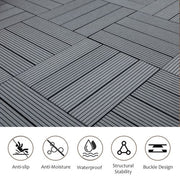 Wood Plastic Composite Deck Tiles Set of 20pcs, Composite Decking Resist Rust, Water, Weather, Indoor&Outdoor, Easy to DIY & Maintain, Ideal for Patios, Balconies, Rooftops, Decks, 12x12in