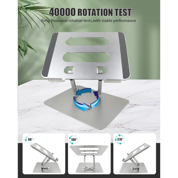 Desktop stand, universal 360 degree dual axis rotating stand for laptops and tablets, heat dissipation, lightweight folding, easy to carry, aluminum alloy stand prohibited for sale on Amazon