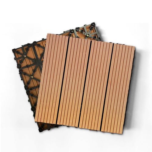 Wood Plastic Composite Deck Tiles Set of 20pcs, Composite Decking Resist Rust, Water, Weather, Indoor&Outdoor, Easy to DIY & Maintain, Ideal for Patios, Balconies, Rooftops, Decks, 12x12in