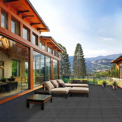 Wood Plastic Composite Deck Tiles Set of 20pcs, Composite Decking Resist Rust, Water, Weather, Indoor&Outdoor, Easy to DIY & Maintain, Ideal for Patios, Balconies, Rooftops, Decks, 12x12in