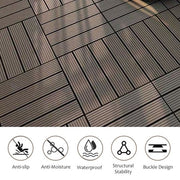 Wood Plastic Composite Deck Tiles Set of 20pcs, Composite Decking Resist Rust, Water, Weather, Indoor&Outdoor, Easy to DIY & Maintain, Ideal for Patios, Balconies, Rooftops, Decks, 12x12in