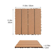 Wood Plastic Composite Deck Tiles Set of 20pcs, Composite Decking Resist Rust, Water, Weather, Indoor&Outdoor, Easy to DIY & Maintain, Ideal for Patios, Balconies, Rooftops, Decks, 12x12in